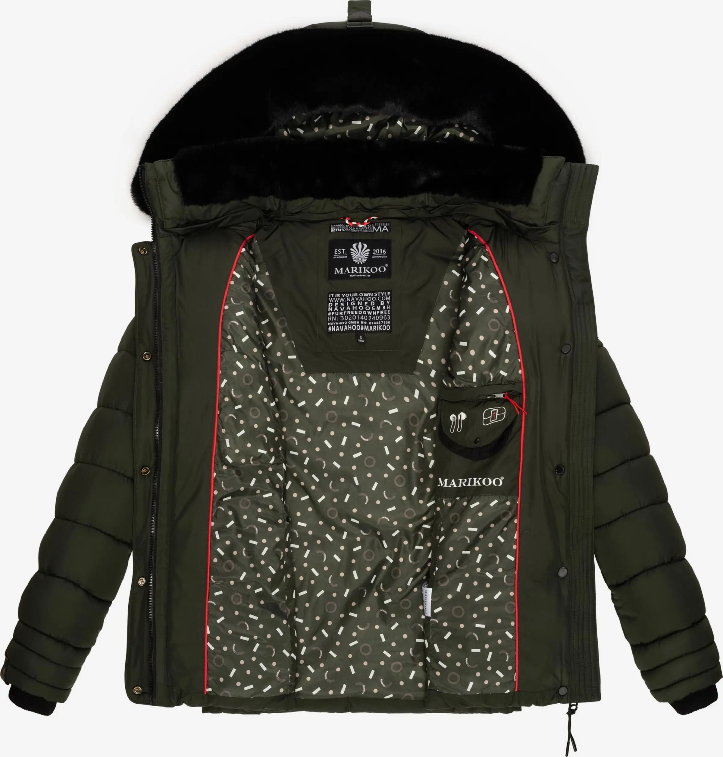 Marikoo Winterjassen Winterjas Qesraa Dames Kaki 6 Marikoo Winterjassen Winterjas Qesraa Dames Kaki - Afbeelding 6