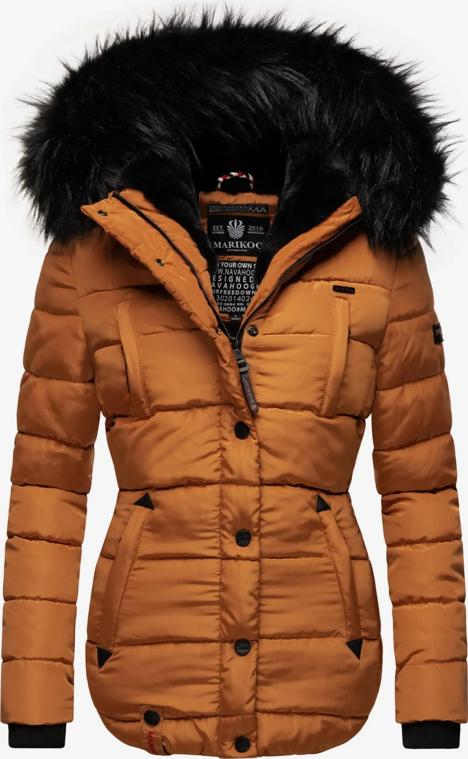 Marikoo Winterjassen Winterjas Lotusblüte Dames Cognac 1 Marikoo Winterjassen Winterjas Lotusblüte Dames Cognac
