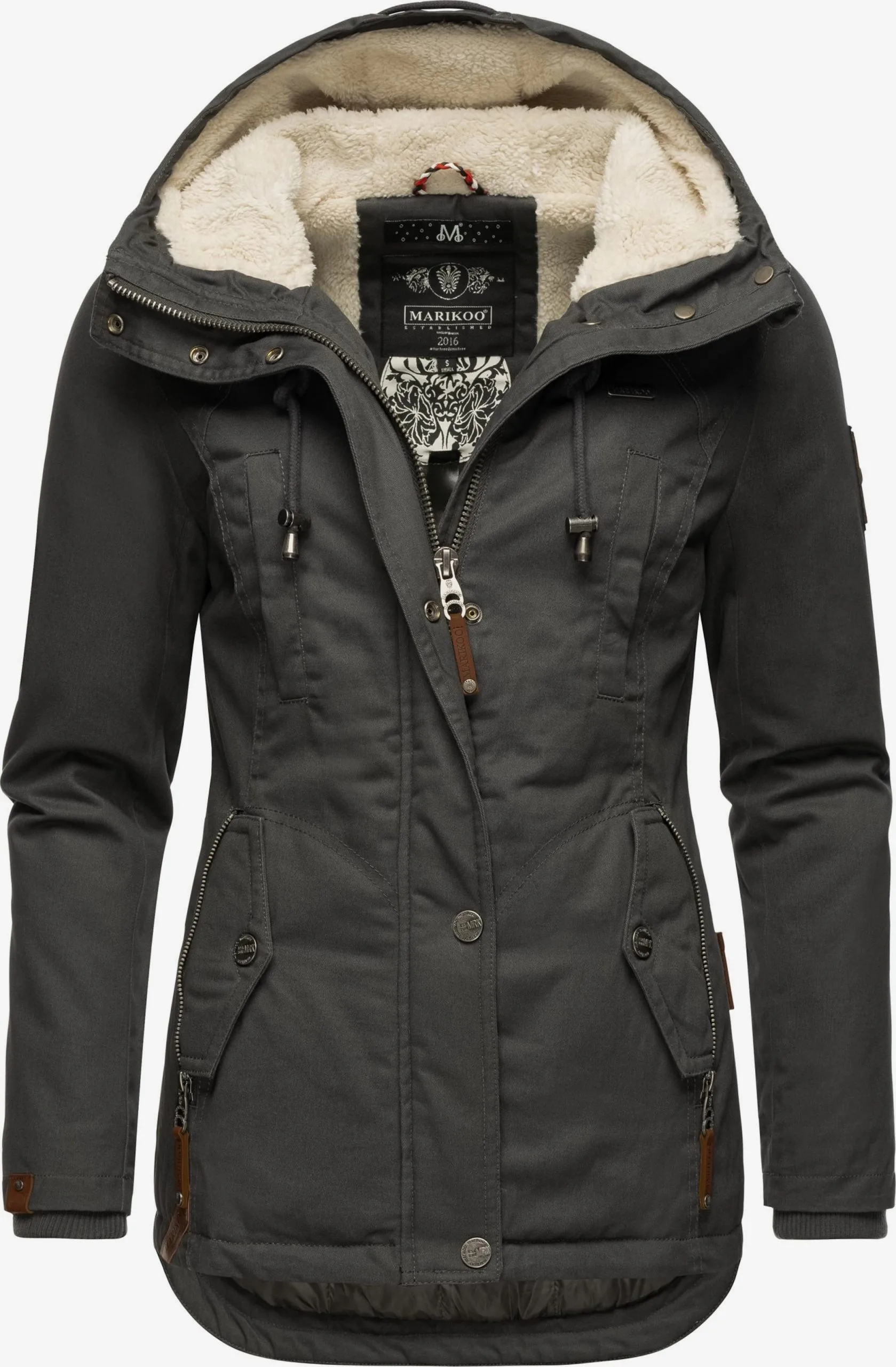 Marikoo Winterjassen Winterjas Bikoo Dames Donkergrijs 1 Marikoo Winterjassen Winterjas Bikoo Dames Donkergrijs