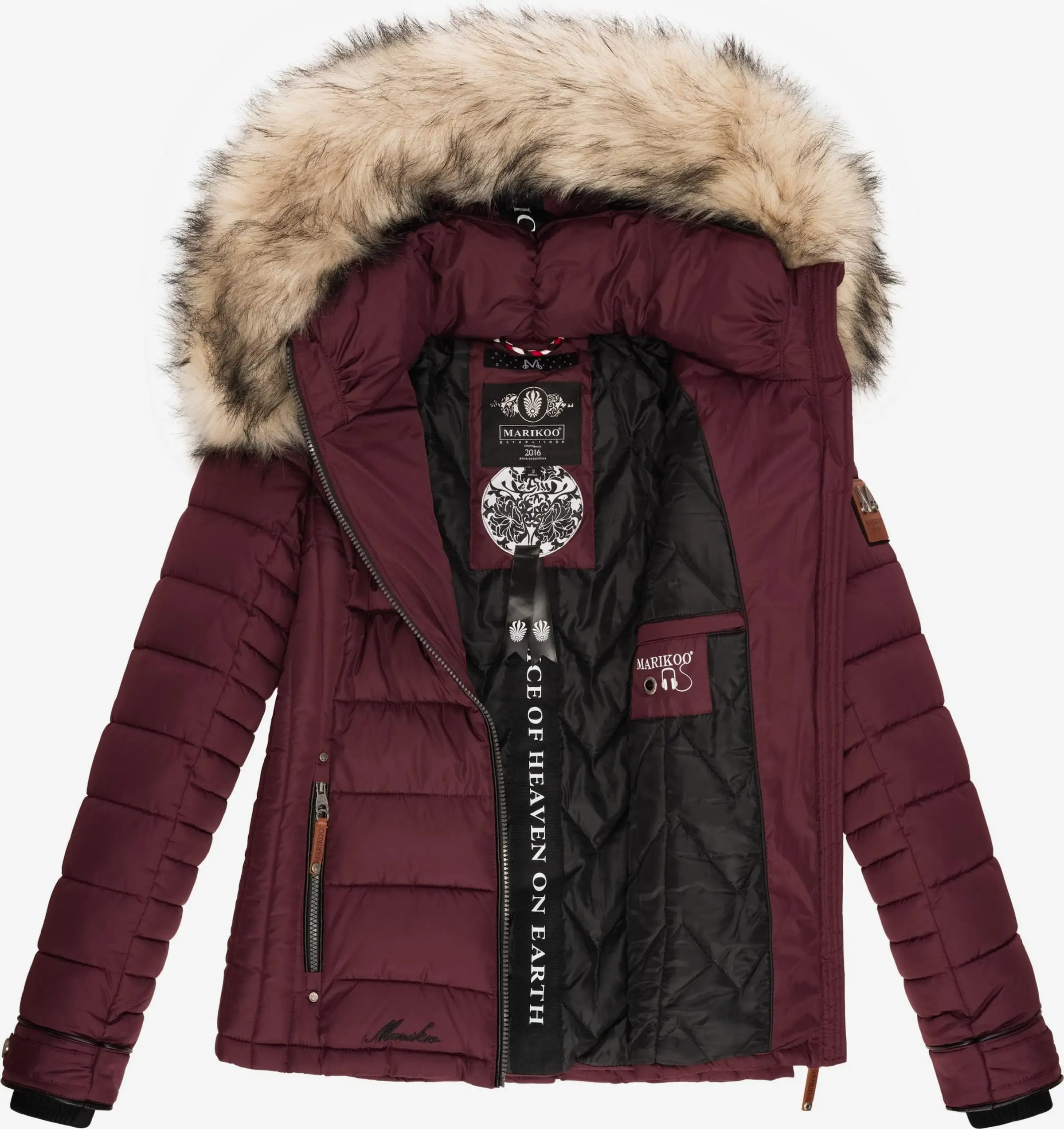 Marikoo Winterjassen Winterjas Lerikaa Dames Bordeaux 5 Marikoo Winterjassen Winterjas Lerikaa Dames Bordeaux - Afbeelding 5