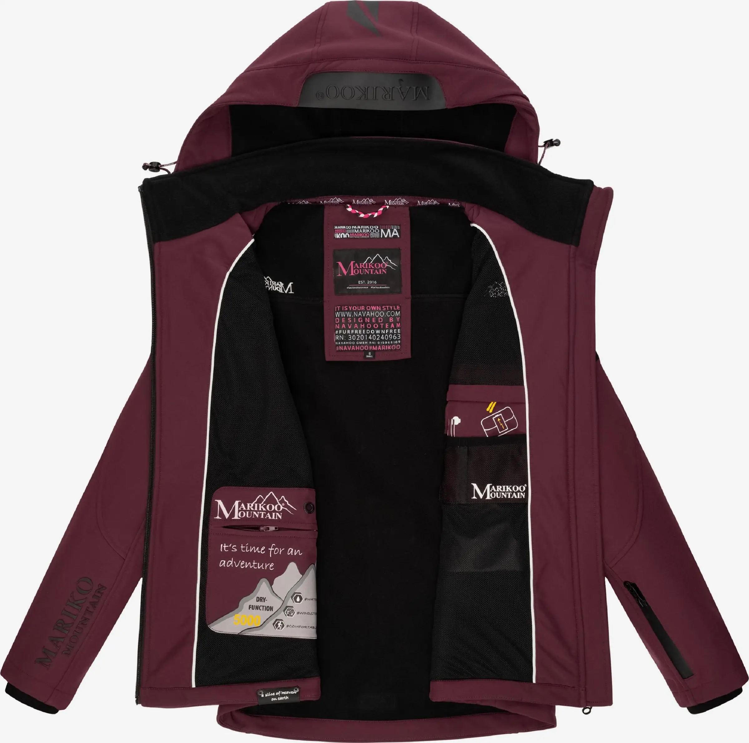 Marikoo Winterjassen Winterjas Dames Bordeaux 5 Marikoo Winterjassen Winterjas Dames Bordeaux - Afbeelding 5