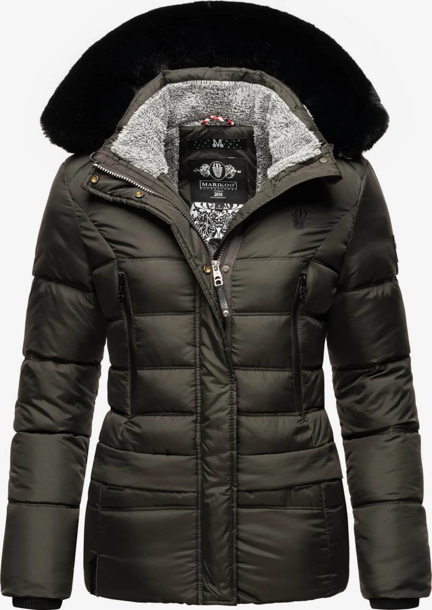 Marikoo Winterjassen Winterjas Loveleen Dames Antraciet 1 Marikoo Winterjassen Winterjas Loveleen Dames Antraciet