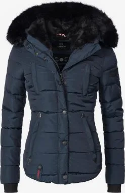 Marikoo Winterjassen Winterjas Lotusblüte Dames Donkerblauw