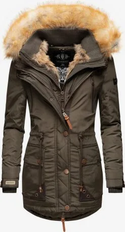 Marikoo Parkas Winterparka Grinsekatze Dames Groen