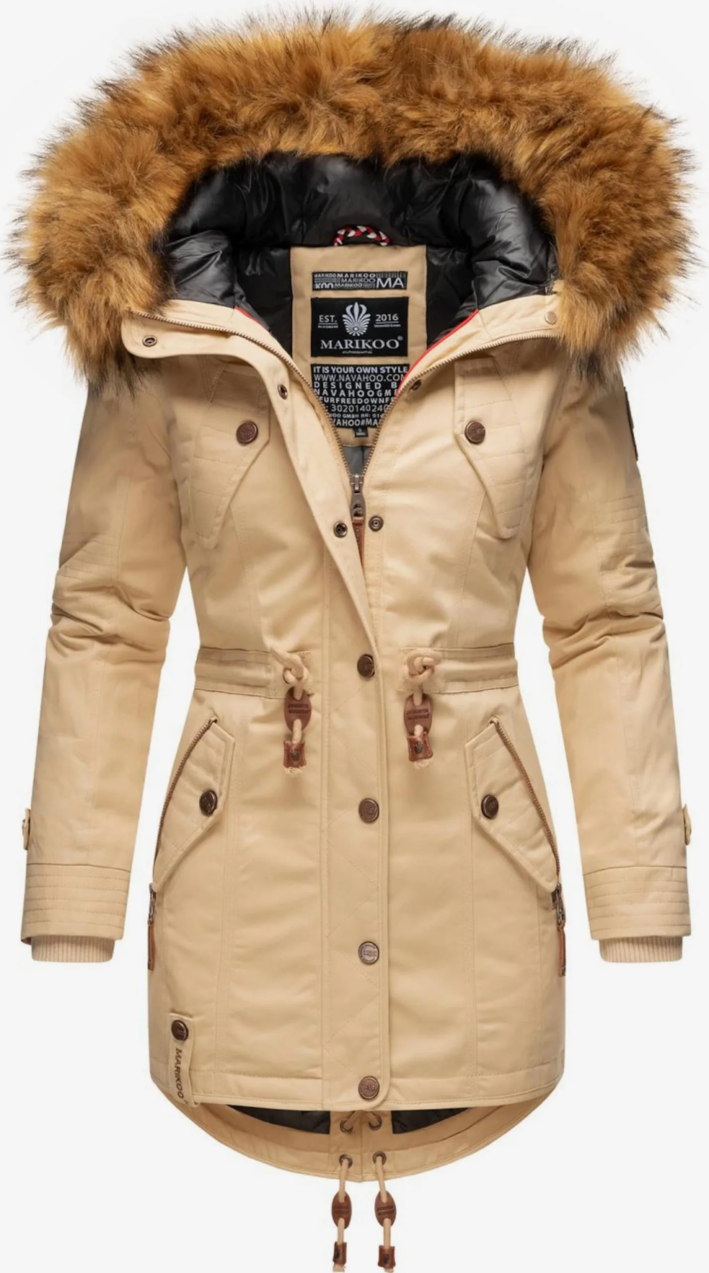 Marikoo Parkas Winterparka La Viva Dames Beige 1 Marikoo Parkas Winterparka La Viva Dames Beige