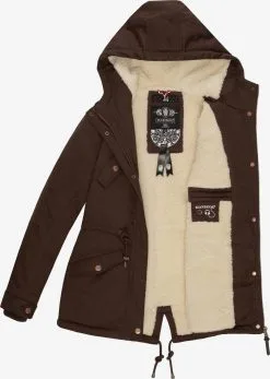 Marikoo Winterjassen Winterjas Manolya Dames Donkerbruin -Tussen Jas Verkoop 9d8dfd10a873292749e23660068644c3