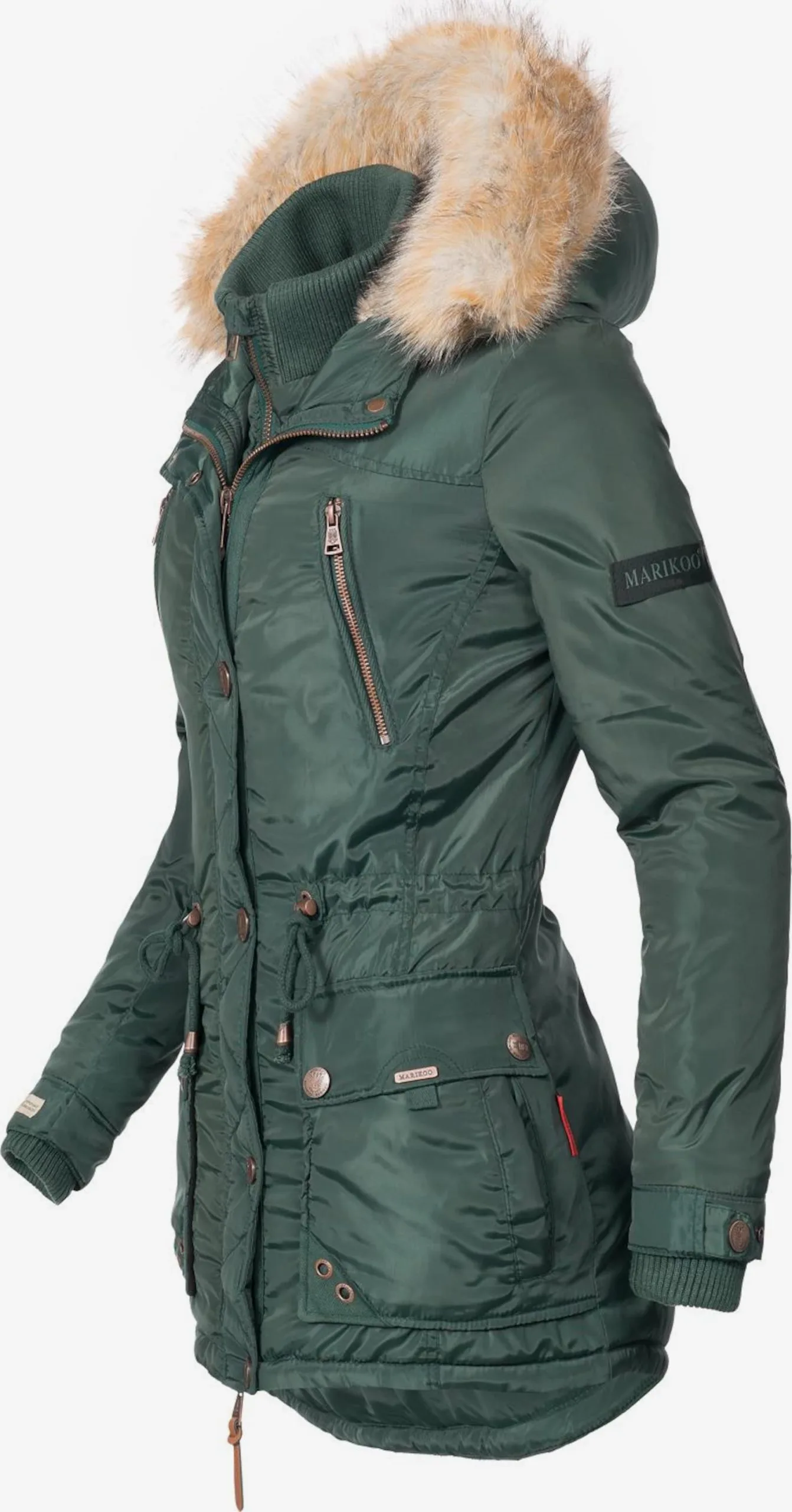 Marikoo Parkas Winterparka Grinsekatze Dames Donkergroen 4 Marikoo Parkas Winterparka Grinsekatze Dames Donkergroen - Afbeelding 4