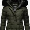 Marikoo Winterjassen Winterjas Qesraa Dames Kaki