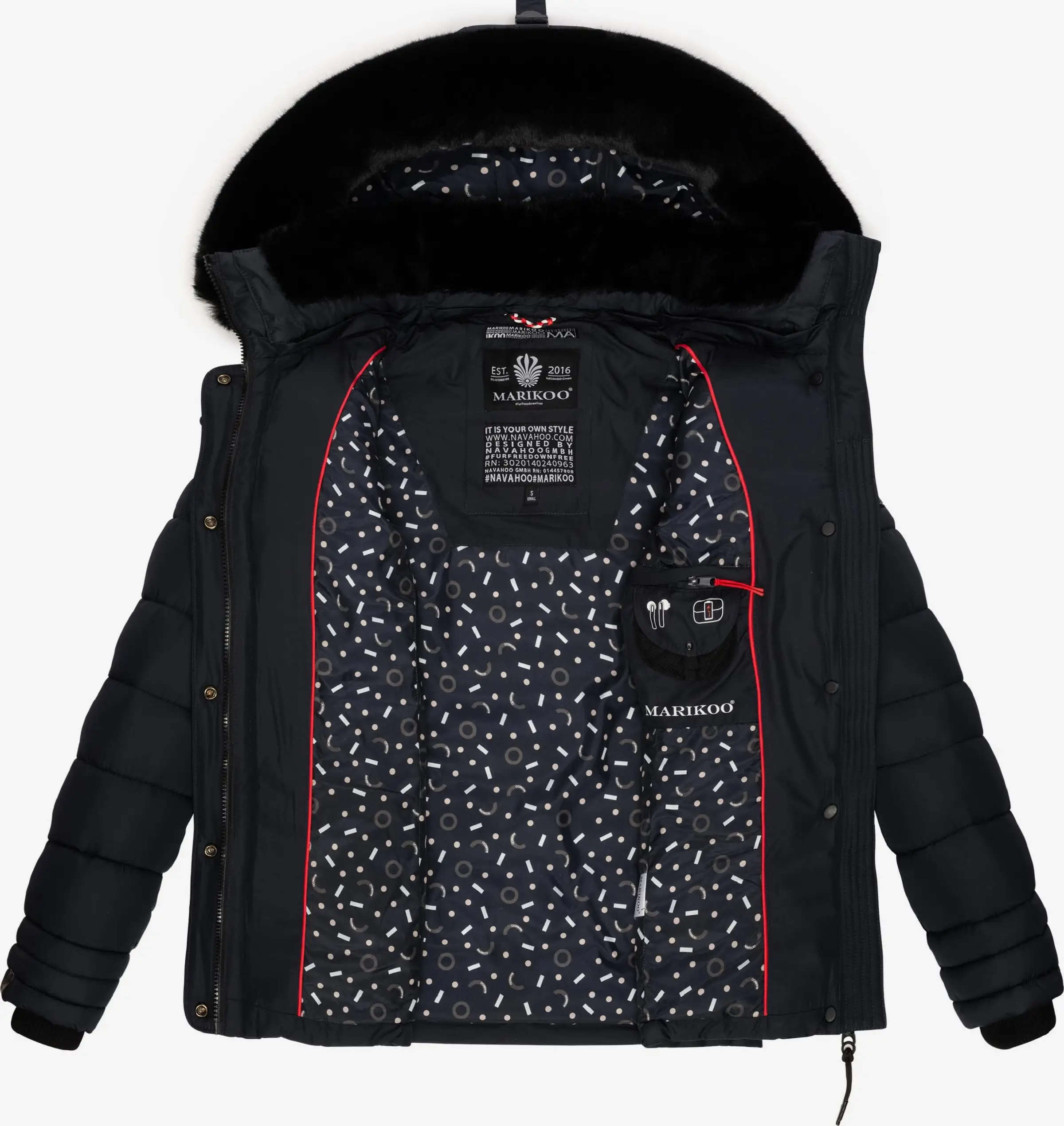 Marikoo Winterjassen Winterjas Qesra Dames Nachtblauw 6 Marikoo Winterjassen Winterjas Qesra Dames Nachtblauw - Afbeelding 6