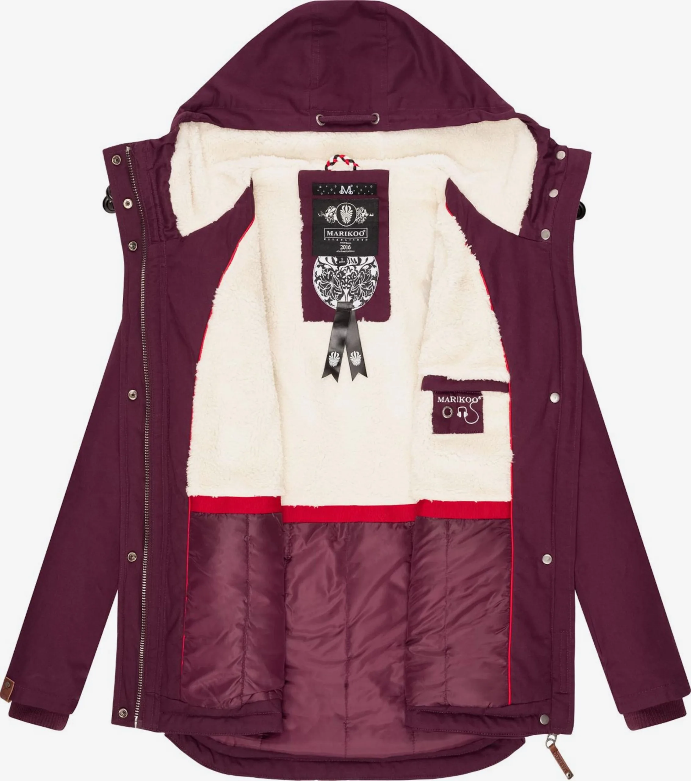 Marikoo Winterjassen Winterjas Bikoo Dames Wijnrood 4 Marikoo Winterjassen Winterjas Bikoo Dames Wijnrood - Afbeelding 4